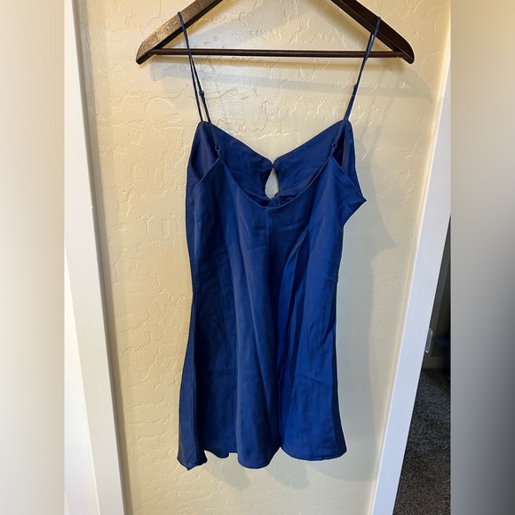 Victoria’s Secret Silk Chemise Gown Panty Set Royal Blue - Picture 2 of 7